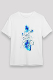 Motor Sporları Baskılı Unisex Beyaz Tişört - Tshirt