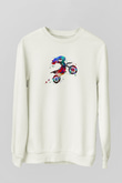 Motor Sporları Baskılı Unisex Ekru Sweatshirt
