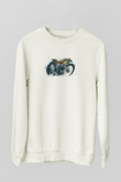 Motor Sporları Baskılı Unisex Ekru Sweatshirt