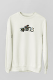 Motor Sporları Baskılı Unisex Ekru Sweatshirt