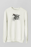 Motor Sporları Baskılı Unisex Ekru Sweatshirt
