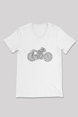 Motor Sporları Baskılı Unisex V Yaka Tişört - Tshirt