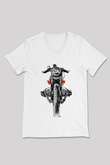 Motor Sporları Baskılı Unisex V Yaka Tişört - Tshirt