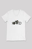 Motor Sporları Baskılı Unisex V Yaka Tişört - Tshirt
