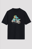 Motor Sporları - Motor sports Baskılı Unisex Siyah Oversize Tişört