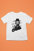 Motorcu Vendetta Baskılı Unisex Beyaz Çocuk Tişört