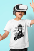 Motorcu Vendetta Baskılı Unisex Beyaz Çocuk Tişört