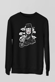 Motorcu Vendetta Baskılı Unisex Siyah Sweatshirt