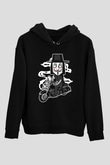 Motorcu Vendetta Baskılı Unisex Siyah Hoodie