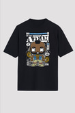 Mr T Baskılı Unisex Siyah Oversize Tişört