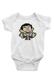 Mr.Bean Baskılı Beyaz Unisex Bebek Body - Zıbın