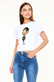 Mr.Bean Beyaz   Crop Top Tişört