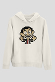 Mr.Bean Beyaz Unisex Kapşonlu Sweatshirt