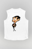 Mr.Bean Beyaz Unisex  Kolsuz Tişört