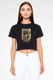 Mudvayne Baskılı Siyah Crop Top Kadın Tişört - Tshirt