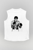 Muhammed Ali Beyaz Unisex Kolsuz Tişört
