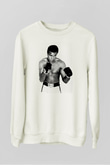 Muhammed Ali Beyaz Unisex Sweatshirt