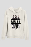 Muse Beyaz Unisex Kapşonlu Sweatshirt