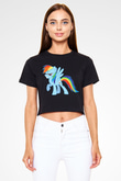 My Little Pony Siyah Crop Top Tişört