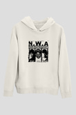 N.W.A Baskılı Unisex Beyaz Kapüşonlu Sweatshirt