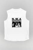 N.W.A Baskılı Unisex Beyaz Kolsuz Tişört