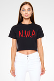 N.W.A Siyah Crop Top Tişört
