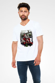 Nargile Beyaz Unisex V Yaka Tişört T-Shirt