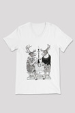 Nargile Beyaz Unisex V Yaka Tişört T-Shirt