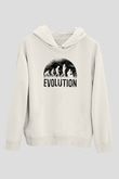 Nargile Evrimi Baskılı Unisex Ekru Hoodie