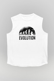 Nargile Evrimi Baskılı Unisex Kolsuz Beyaz Tişört - Tshirt