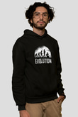 Nargile Evrimi Baskılı Unisex Siyah Kapüşonlu Sweatshirt