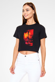 Nargile Siyah  Crop Top Tişört