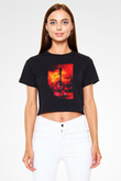 Nargile Siyah  Crop Top Tişört