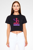 Nargile Siyah  Crop Top Tişört
