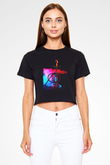 Nargile Siyah  Crop Top Tişört