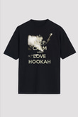 Nargile Siyah Unisex Oversize Tişört T-Shirt