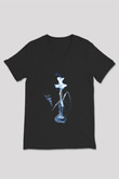 Nargile Siyah Unisex V Yaka Tişört T-Shirt