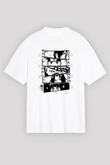 Naruto Baskılı Beyaz Unisex Oversize Tişört - Tshirt