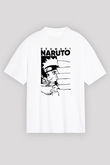 Naruto Baskılı Beyaz Unisex Oversize Tişört - Tshirt