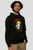 Naruto Baskılı Unisex Siyah Hoodie