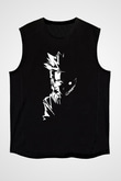 Naruto Baskılı Unisex Siyah Kolsuz Tişört - Tshirt