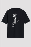 Naruto Baskılı Unisex Siyah Oversize Tişört - Tshirt