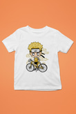 Naruto Bicycle Baskılı Beyaz Unisex Çocuk Tshirt