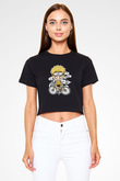 Naruto Bicycle Baskılı Siyah   Crop Top Tişört
