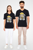 Naruto Bicycle Baskılı Siyah Unisex V Yaka Tişört