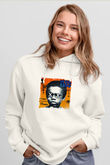 Nas Baskılı Unisex Beyaz Kapüşonlu Sweatshirt