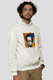 Nas Baskılı Unisex Beyaz Kapüşonlu Sweatshirt
