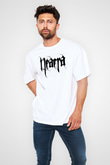 Neaera Baskılı Beyaz Unisex Oversize Tişört - Tshirt