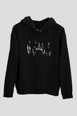 Neaera Baskılı Unisex Siyah Kapüşonlu Sweatshirt