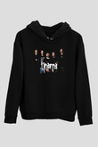 Neaera Baskılı Unisex Siyah Kapüşonlu Sweatshirt